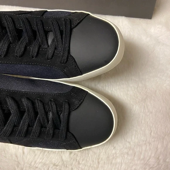 New 9.5 Karl Lagerfeld men’s denim/leather/suede sneakers - Picture 7 of 13